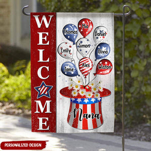 4th of July Balloons With Uncle Sam Hat Personalized Garden House Grandma Mama Auntie Flag