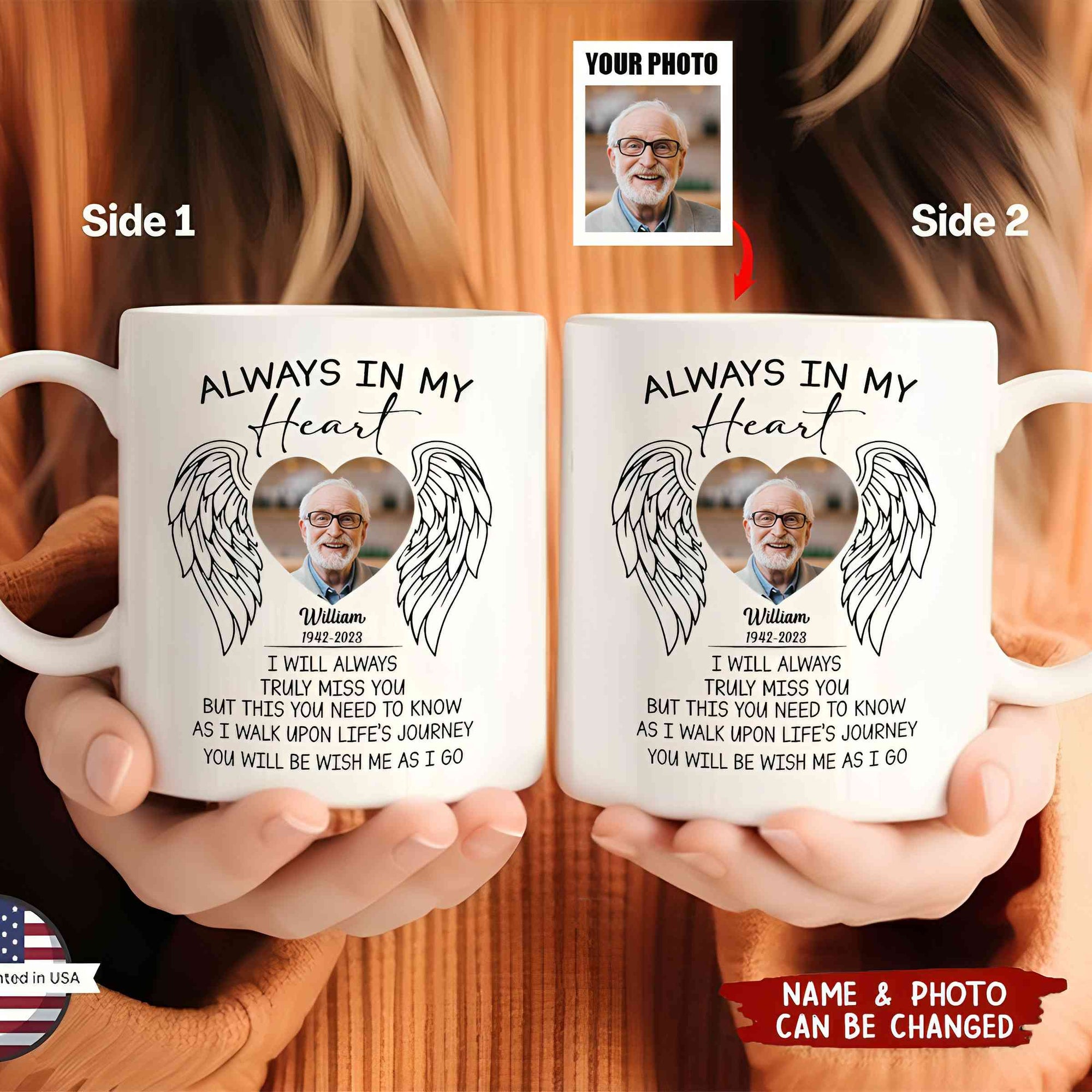 Always In My Heart Mug, Custom Mug, Coffee Mug, Memorial Gifts For Loss Of Love One