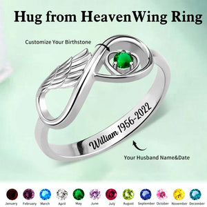 Personalized Infinity Heart Angel Wing Memorial Birthstone Ring