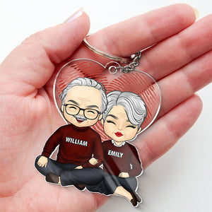 I'm Thankful To Have You In My Life - Couple Personalized Custom Heart Shaped Acrylic Keychain