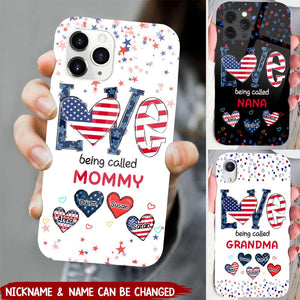 4th of July Love Being Called Grandma American Flag Pattern Personalized Phone Case