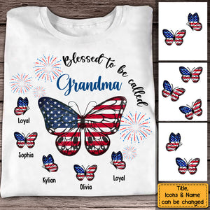 Gift For Mom Grandma 4th Of July Patriotic Butterfly Shirt