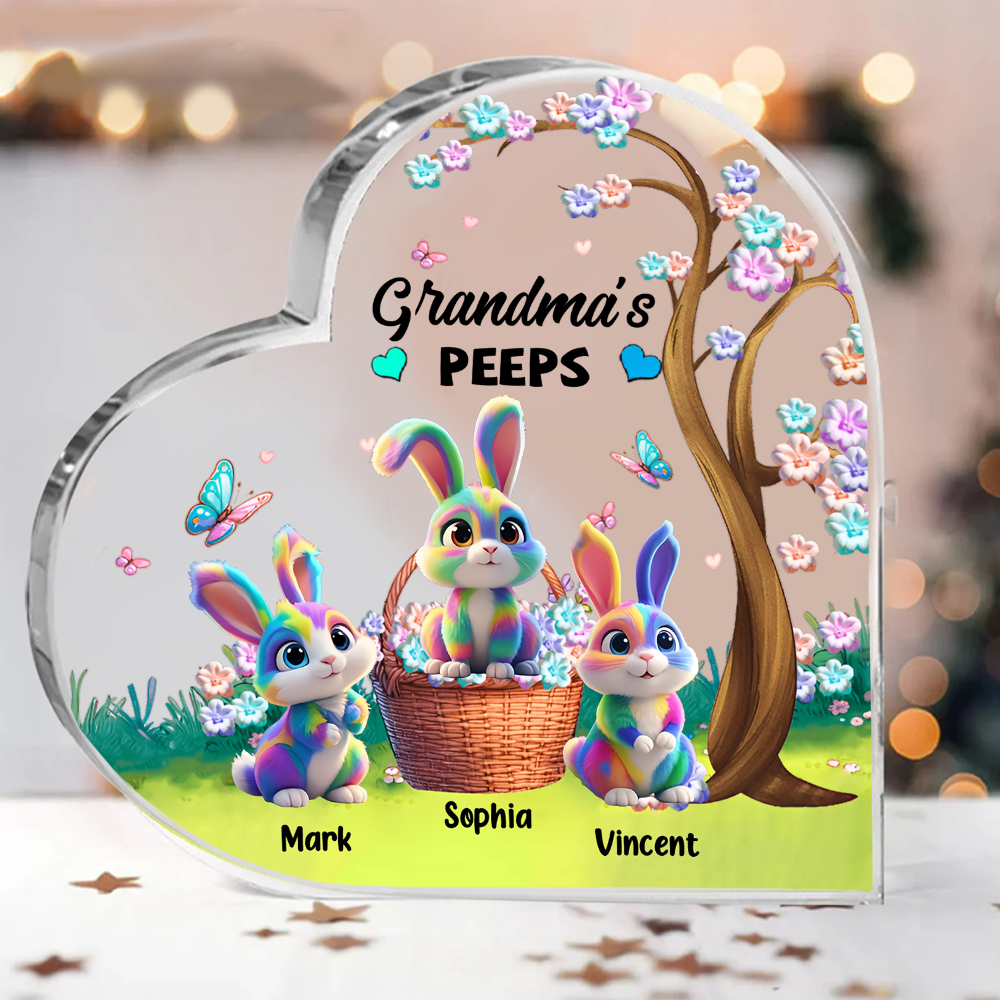 Grandma's Marshmallow Rabbit - Personalized Custom Heart Shaped Acrylic Plaque