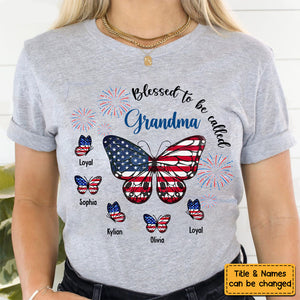 Gift For Mom Grandma 4th Of July Patriotic Butterfly Shirt