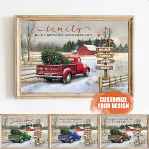 Personalized Custom Family Farm Christmas Truck Poster