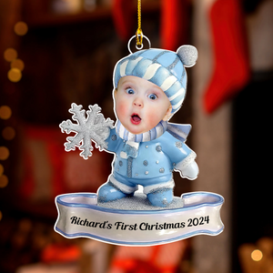 Baby First Christmas Custom Photo - Personalized Custom Acrylic Ornament