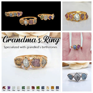 Personalized Grandma Mom Birthstone Ring