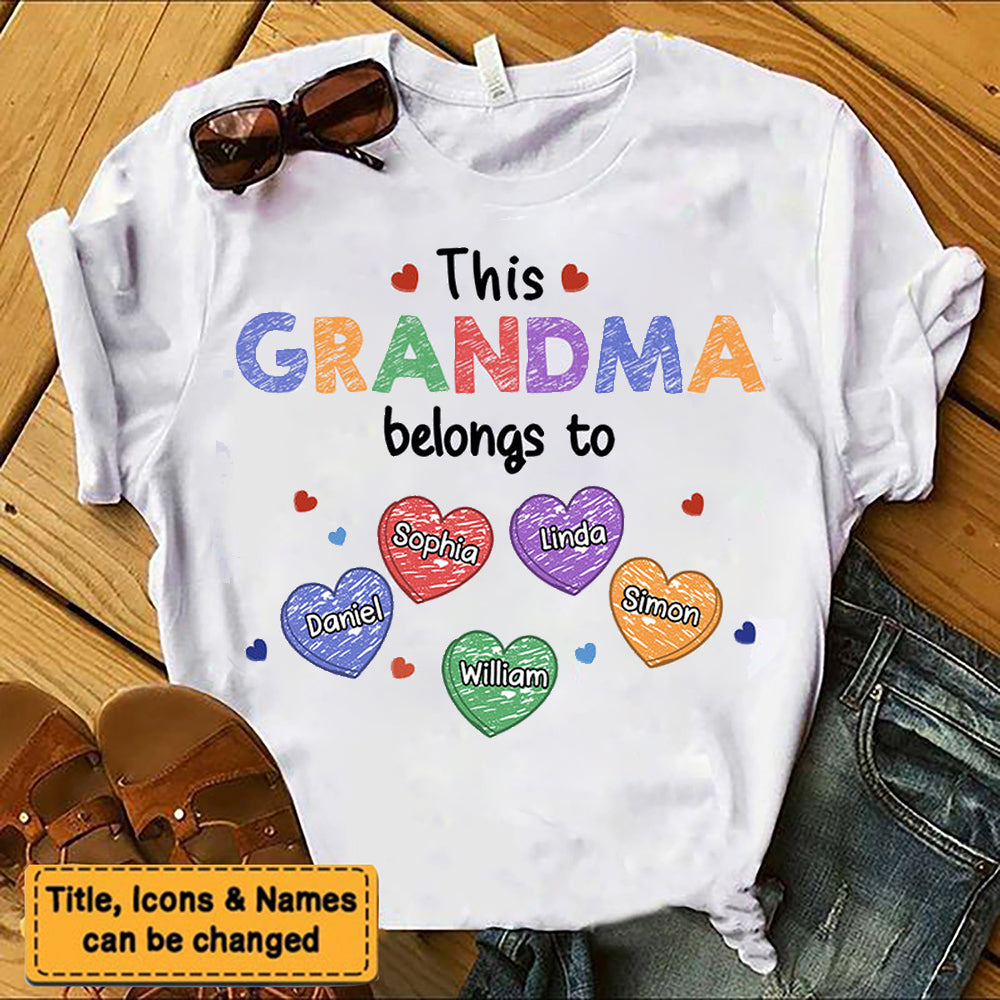 This Grandma Belongs To Sweet Heart Grandkids Personalized T-Shirt