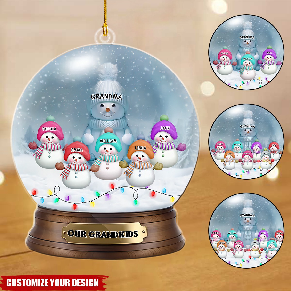 Our Grandkids, Grandma Snowman Christmas - Personalized Acrylic Ornament