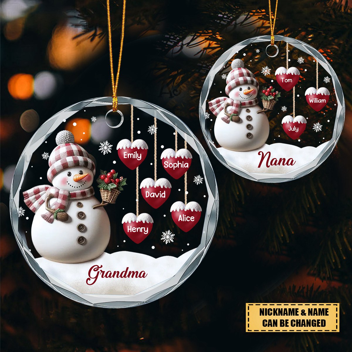 Snowman Grandma Customized Christmas Gift - Personalized Ornament