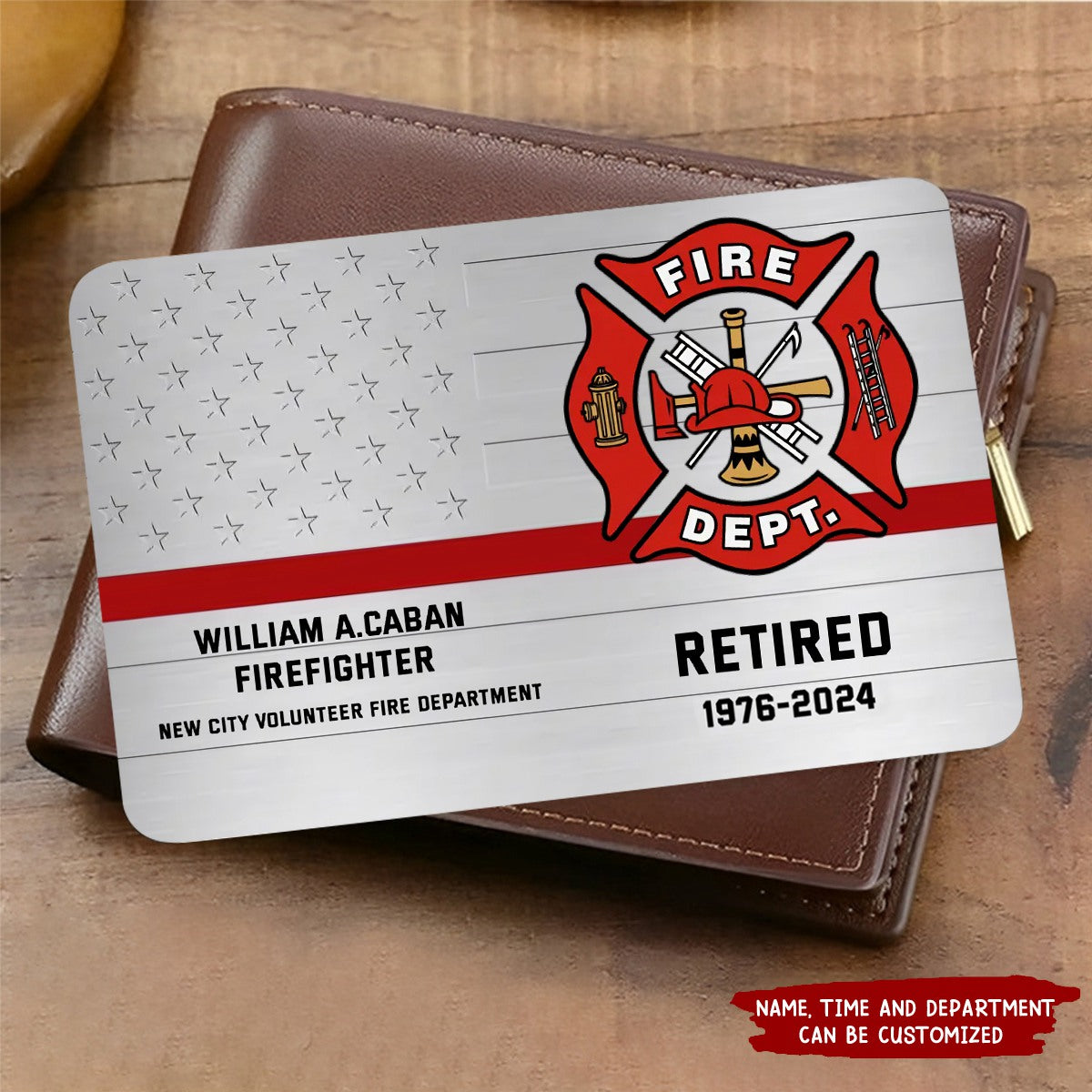 Personalized Firefighter Custom Department & Name Aluminum Wallet Card