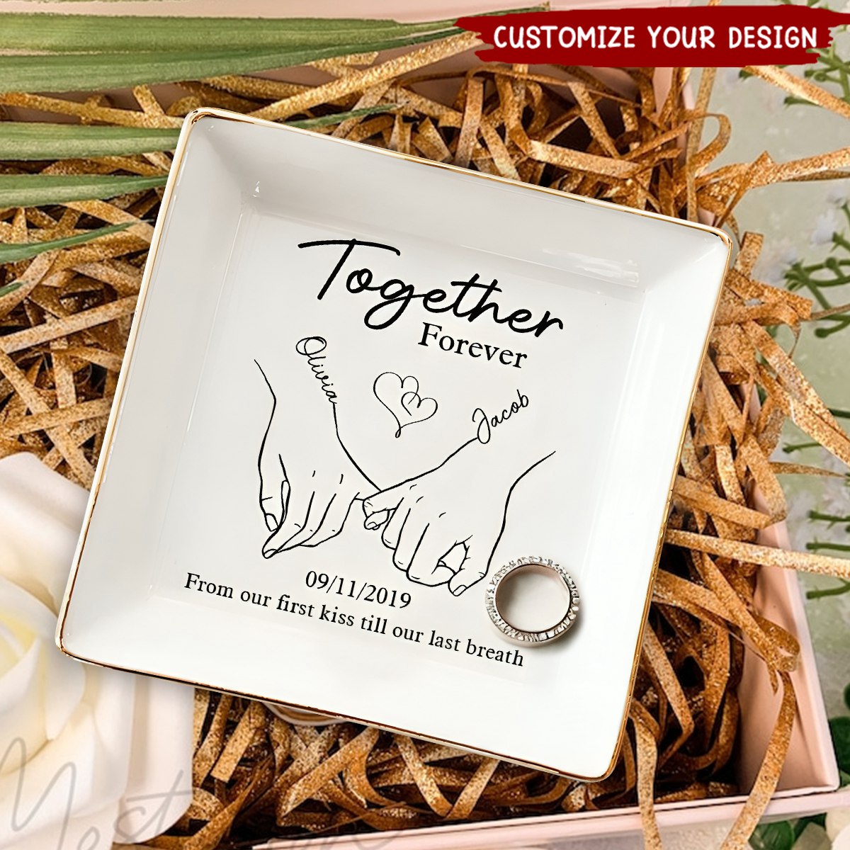To Love, Laughter, And Happily Ever After - Couple Personalized Custom Jewelry Dish