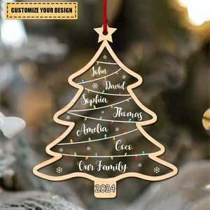 Wish You A Wonderful Christmas - Family Personalized Custom Ornament - Acrylic Custom Shaped