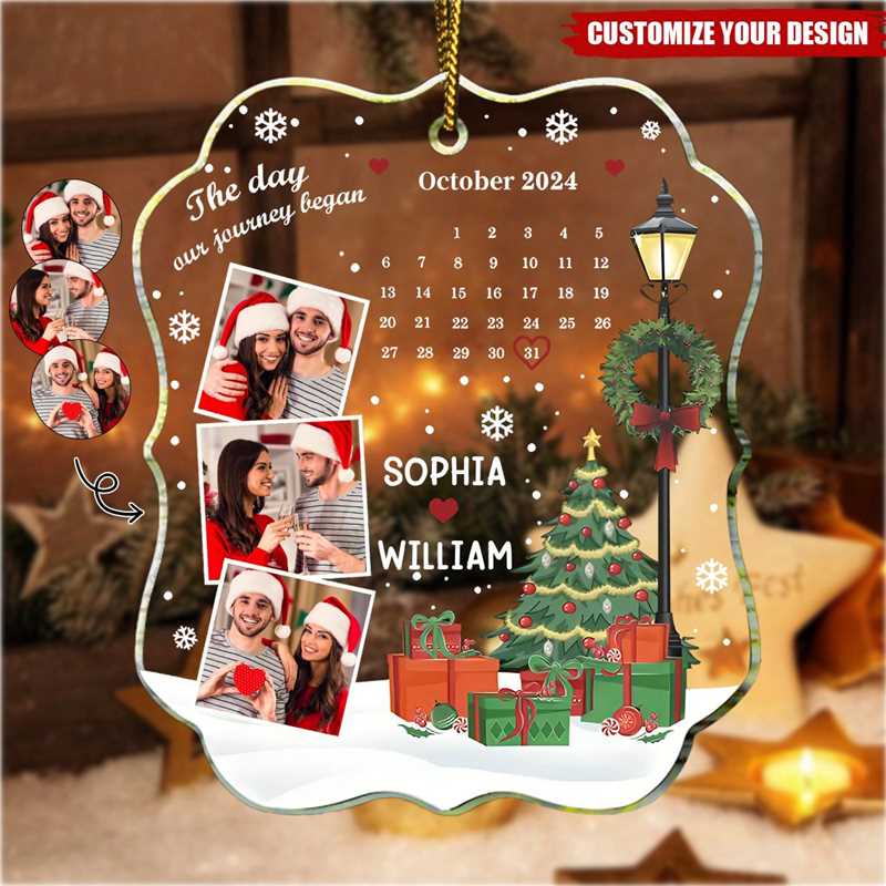 Christmas Custom Photo Calendar The Day Our Journey Began - Personalized Custom Shaped Acrylic Ornament