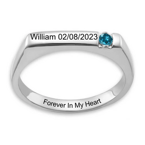 Personalized Name Birthstone Memorial Ring