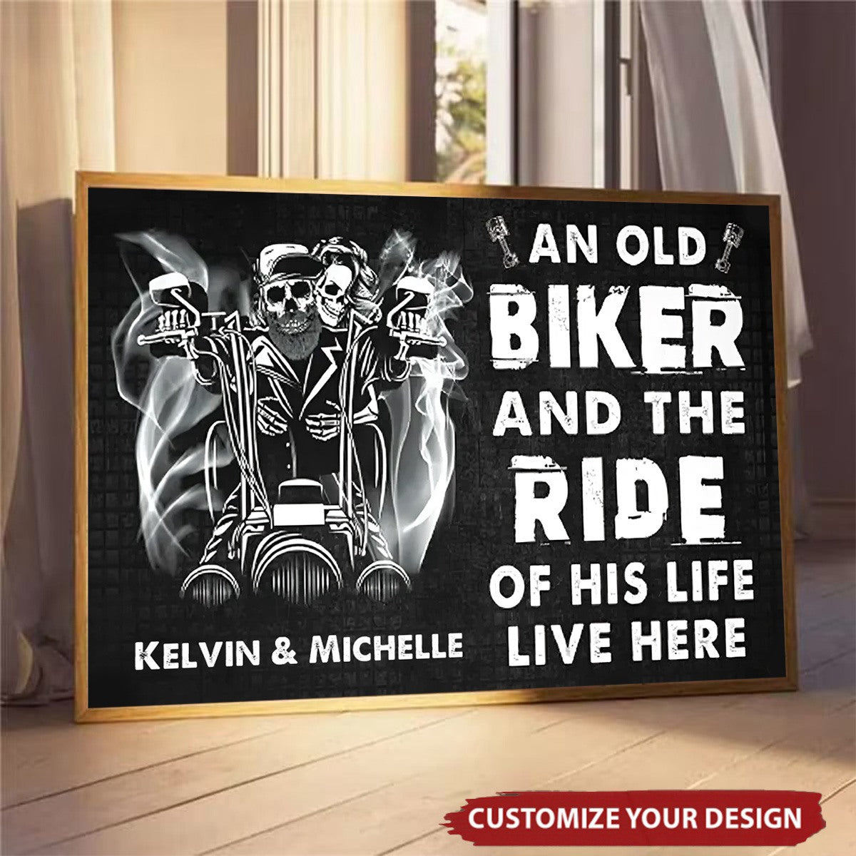 Biker and the ride of his life - Gift for a Biker - Personalized Custom Canvas