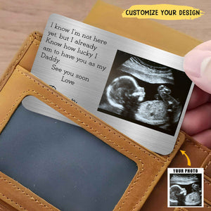 Daddy Baby Scan Love Bump - Personalized Photo Aluminum Wallet Card