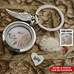 Pet Hair Keepsake- Pet Fur Memorial Keychain- Upload Photo Memorial Gift