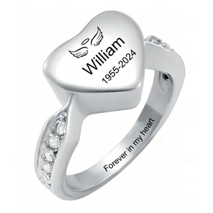 Personalized Stainless Steel Memorial Heart Urn Ring