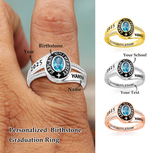 Personalized Graduation Birthstone Ring-Gift For Friend/Classmate