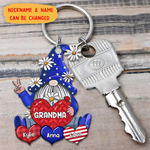 4th Of July Grandma- Mom Happy Independence Day Personalized Keychain