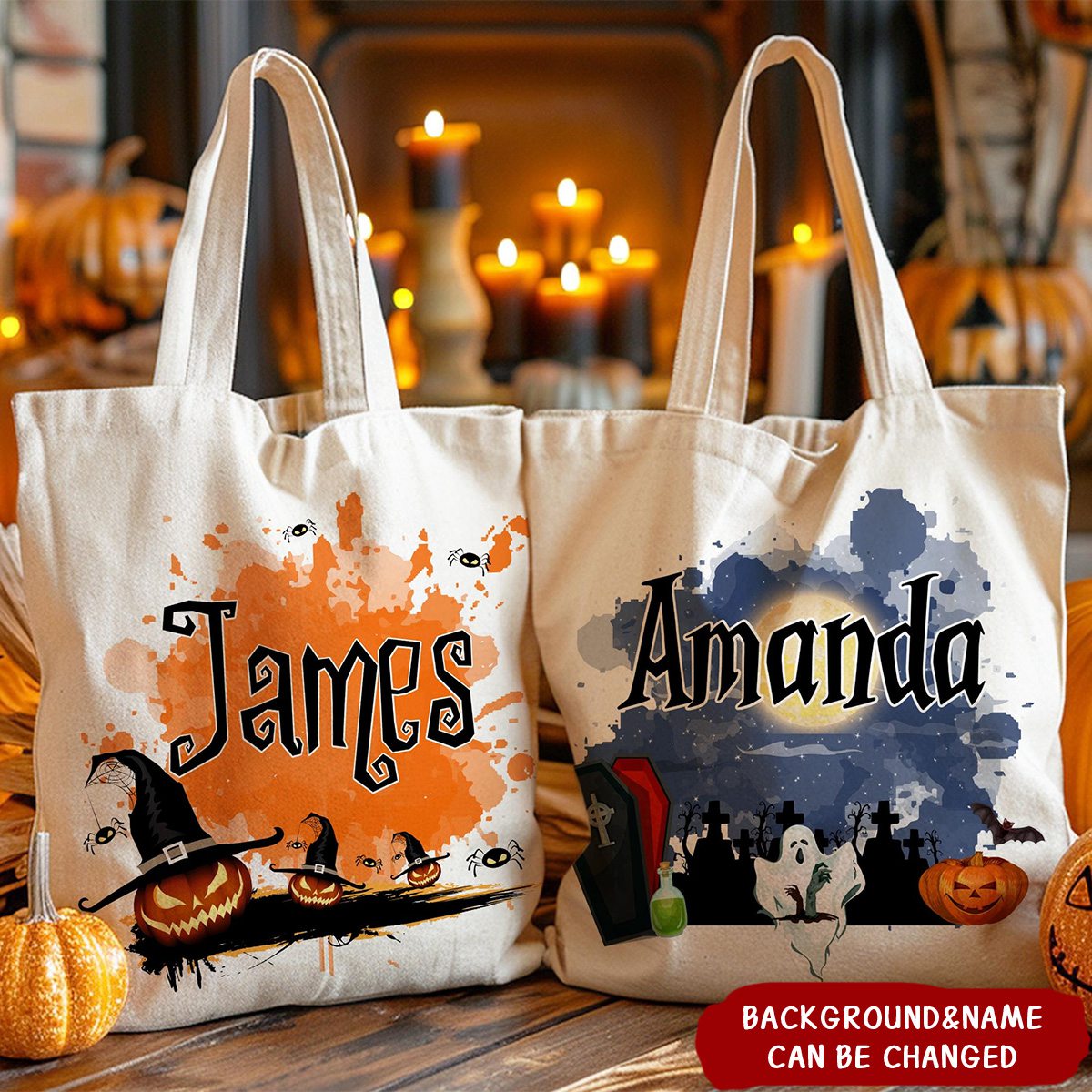 Gift For Kid -Personalized Halloween Tote Bag