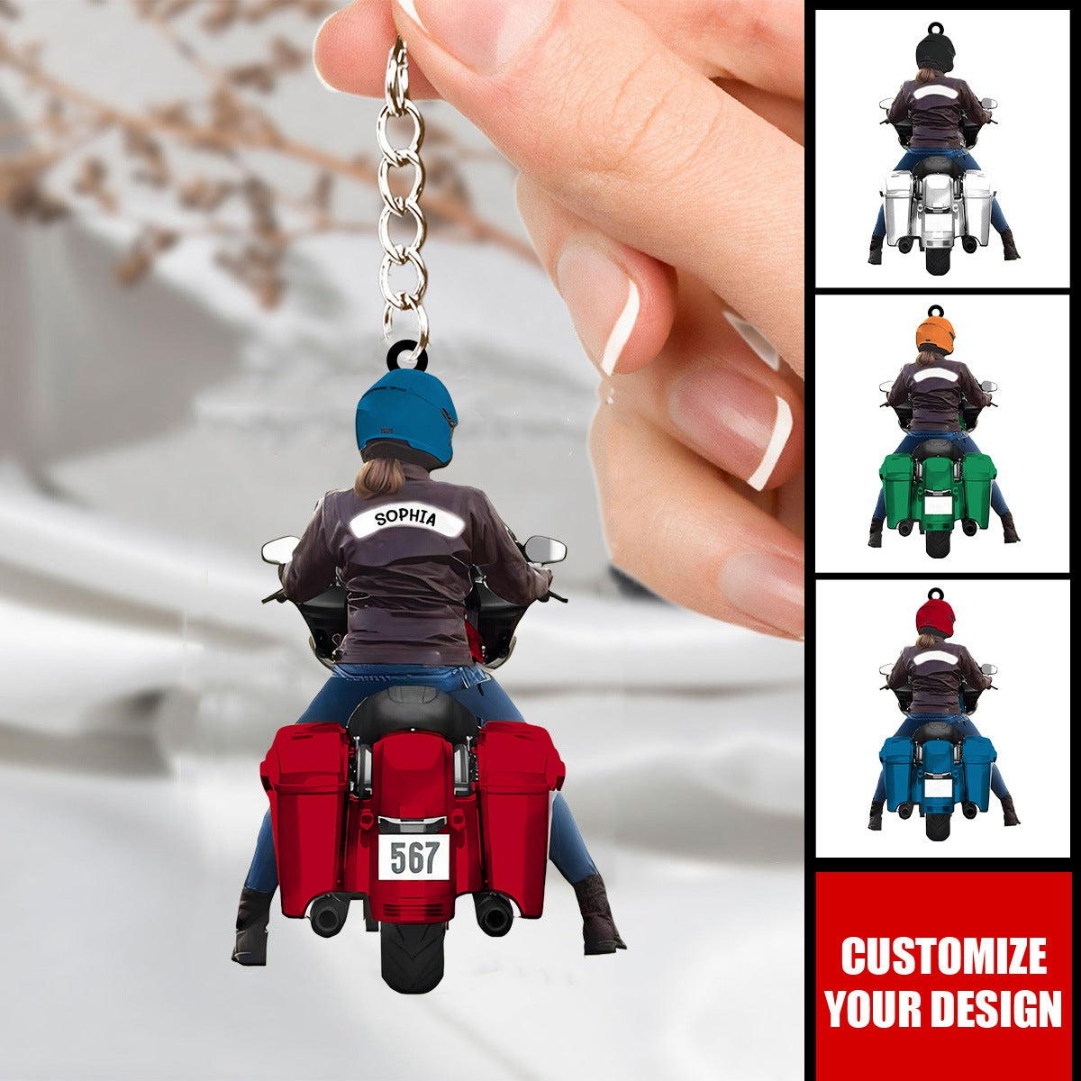 Personalized Biker Women Street Glide Road Glide Colorful Motorcycle Acrylic Keychain- Gift for Biker