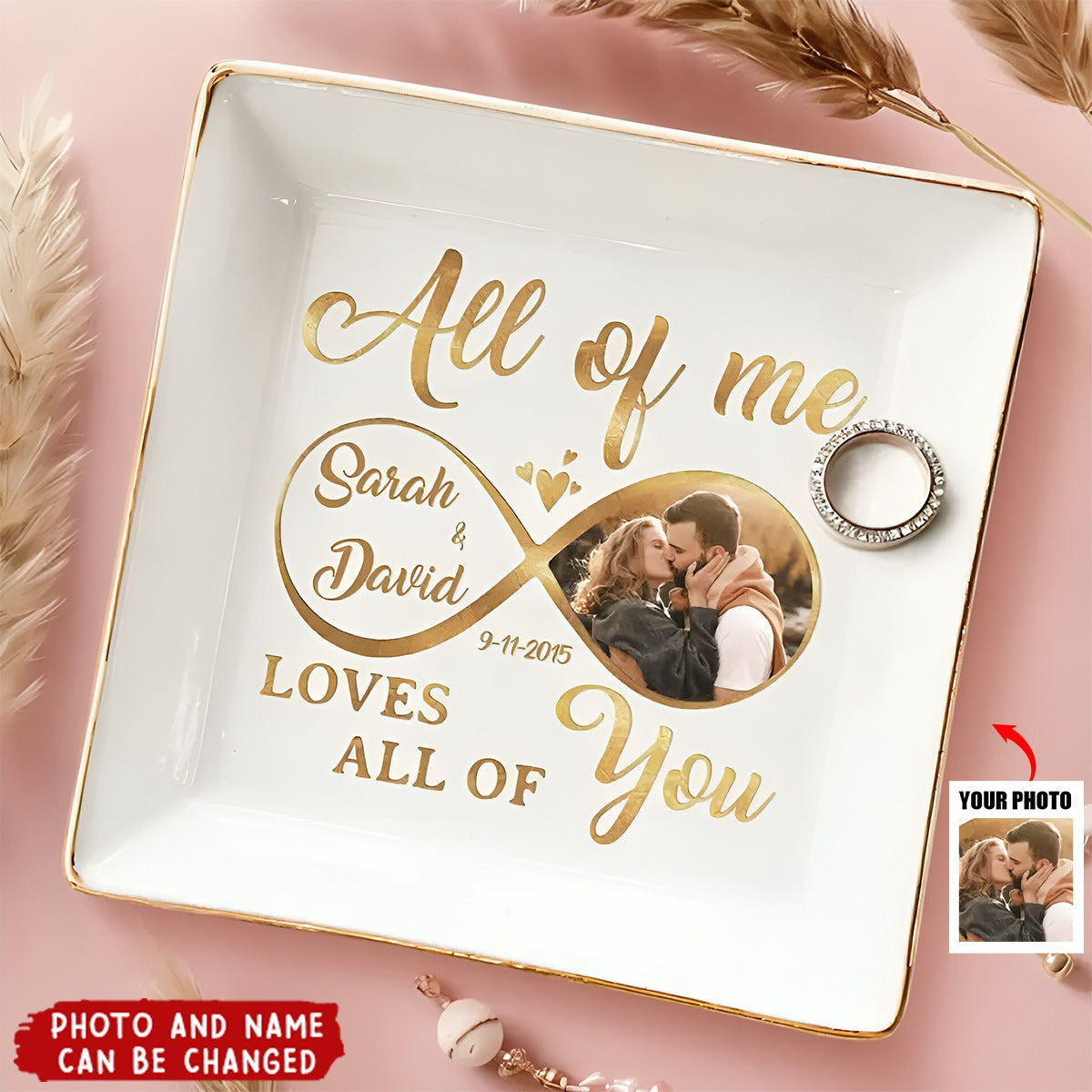 Custom Photo All Of Me Loves All Of You - Couple Personalized Custom Jewelry Dish