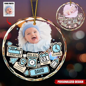 Baby's First Christmas - Personalized Custom Upload Photo Glass Ornament