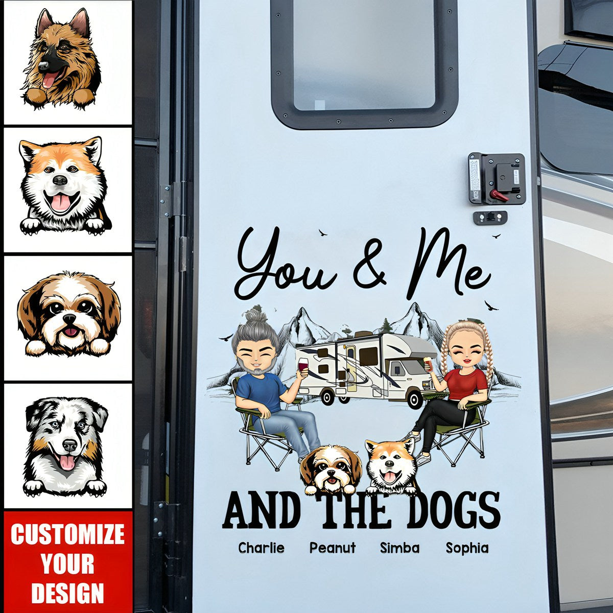 You Me & The Dogs Camping Couple Personalized RV Decal