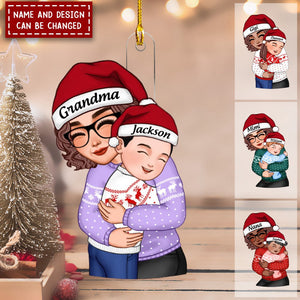 Christmas Cute Grandma Hugging Kid Gift For Granddaughter Grandson Personalized Ornament