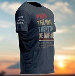 Custom Grandpa, Father's Day Gift, Grandpa The Man The Myth The Bad Influence With Grandkids T-Shirt