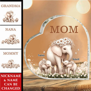 Mama Elephant With Little Kids Personalized Acrylic Plaque