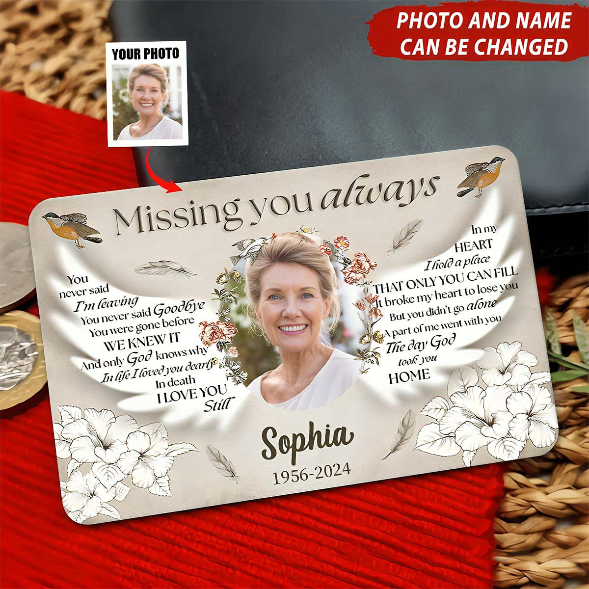 Custom Photo - Missing You Always You Never Said I'm Leaving -Personalized Aluminum Wallet Card