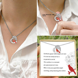 Personalized Cardinal Heart Memorial Necklace