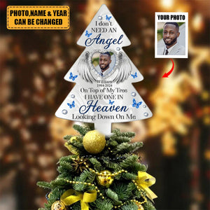 Custom Personalized Memorial Photo Tree Topper - I Have One In Heaven