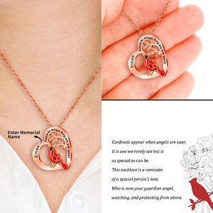 Personalized Cardinal Heart Memorial Necklace