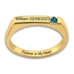 Personalized Name Birthstone Memorial Ring