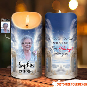 Personalized Memorial Upload Photo Heaven Gate Sky LED Candle