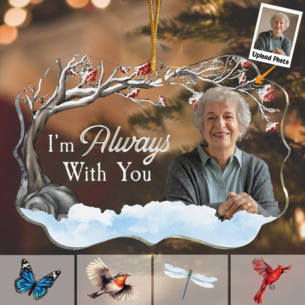I'm Always With You - Red Berries Tree - Personalized Acrylic Photo Ornament