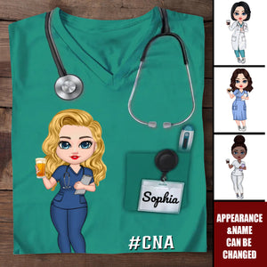 Nurse Scrub CNA RN Healthcare Worker Personalized V-neck 3D T-shirt