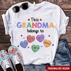 This Grandma Belongs To Sweet Heart Grandkids Personalized T-Shirt