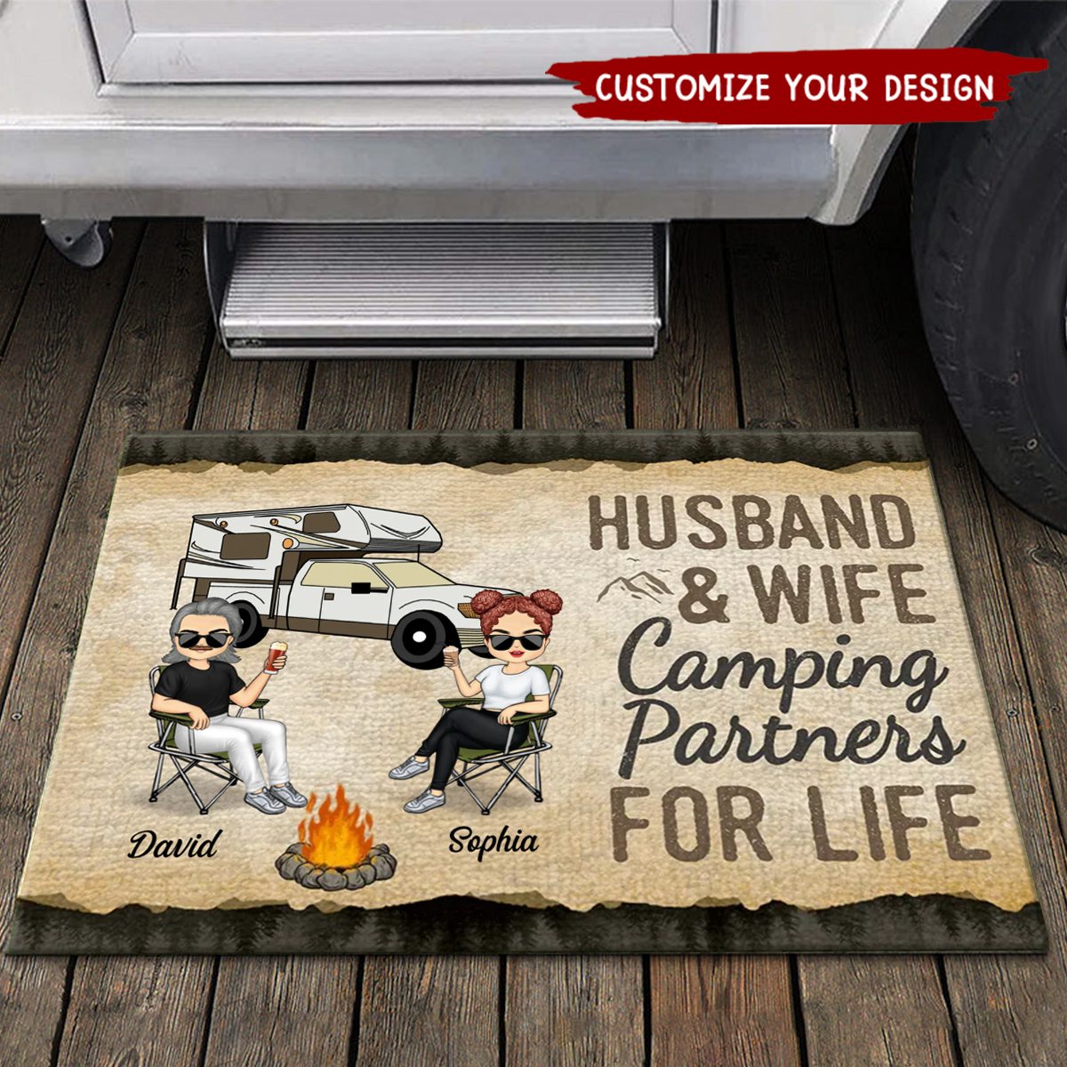 One Campsite At A Time - Camping Personalized Custom Home Decor Decorative Mat