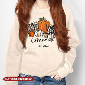 Pumpkin Grandma Est Year And Kids Sweatshirt