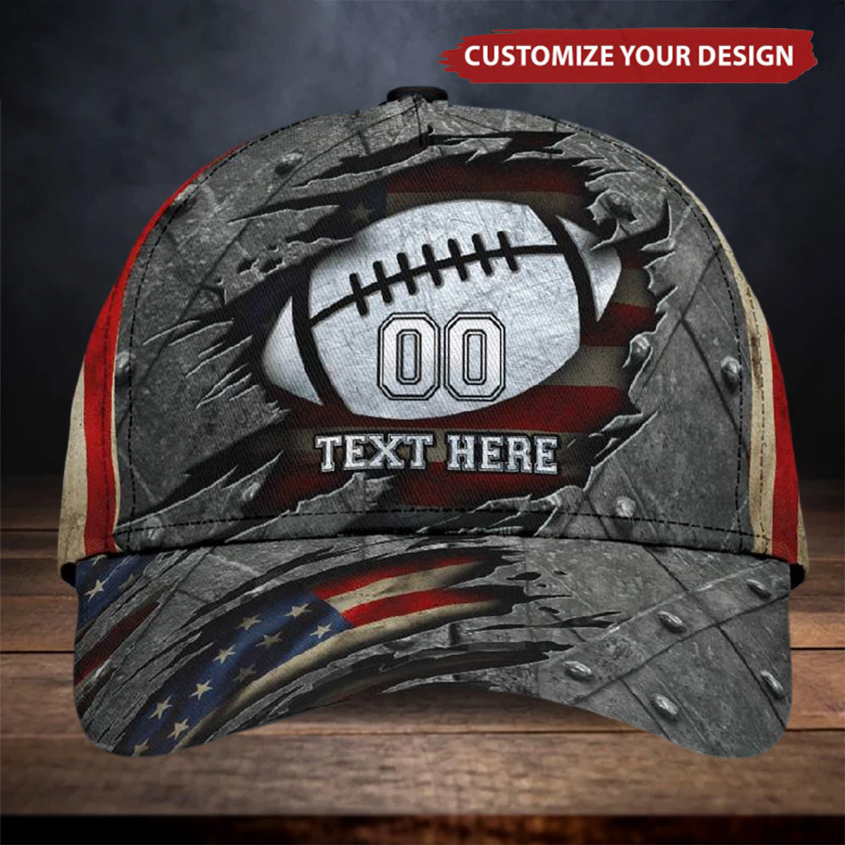 Personalized Football Us Flag Classic Cap