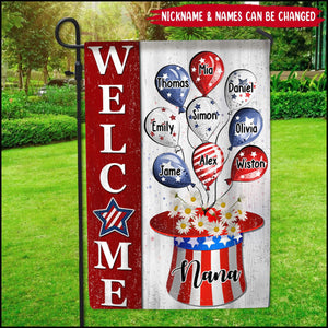 4th of July Balloons With Uncle Sam Hat Personalized Garden House Grandma Mama Auntie Flag