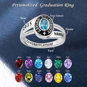 Personalized Graduation Birthstone Ring-Gift For Friend/Classmate