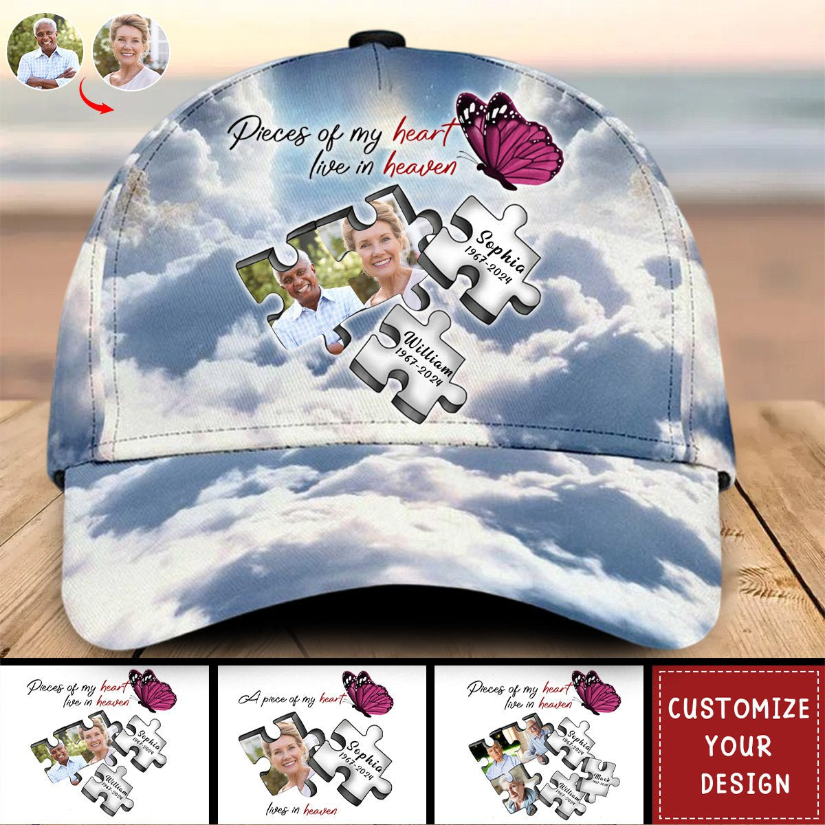 A Piece Of My Heart Lives In Heaven Upload Photo Personalized Classic Cap