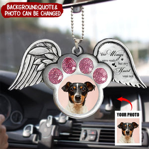 Upload Photo - Custom Personalized Memorial Dog Wings Stainless Steel Ornament