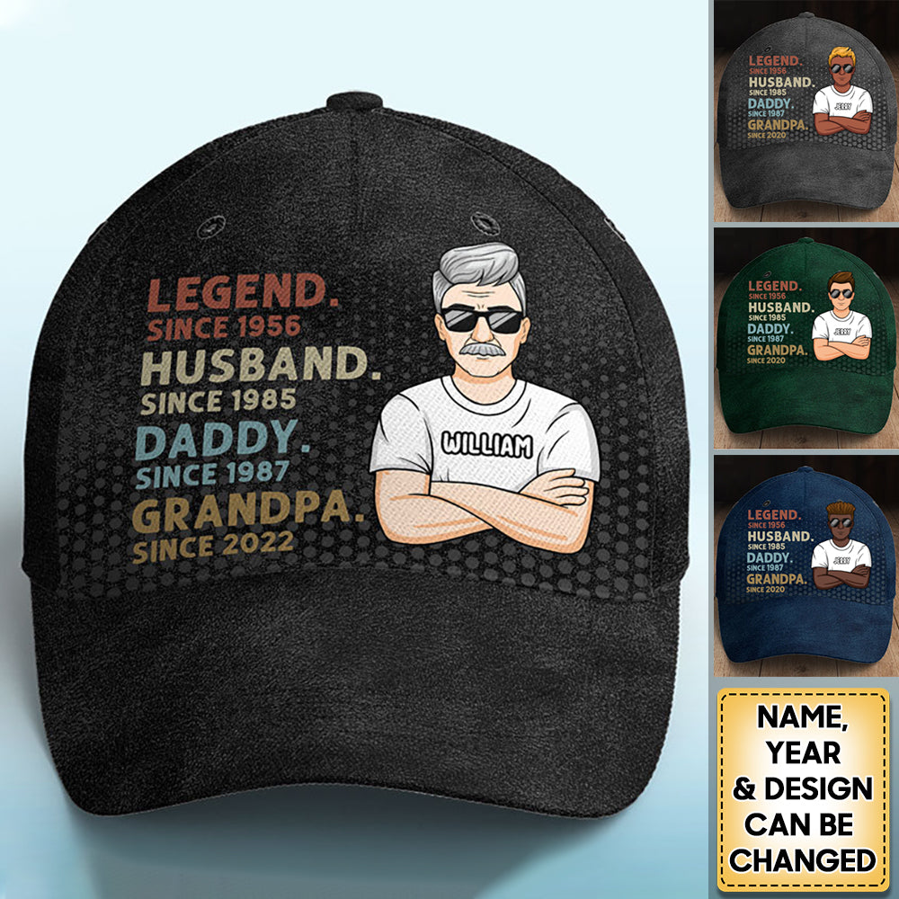 Dad Is My Hero - Family Personalized Custom All Over Print Classic Cap - Father's Day, Birthday Gift For Dad, Grandpa